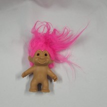 Vintage Troll Pink Hair Plastic Toy Doll 3&quot; - $182.84 MXN