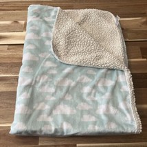 Vintage George Mint Green White Clouds Baby Blanket 29.5”x39” - £17.50 GBP