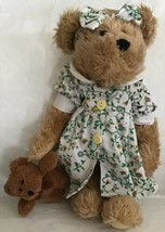 Sabrina Progressive Plush Bear W/ Her Own Teddy Floral Dress Headband 13” EUC - £8.60 GBP