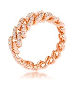 Rose Gold Plated Brass Cubic Zirconia Flexible Chain Ring Sizes 5-10 - $39.27 CAD