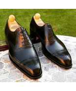Black Handmade Leather Brogue Lace up Dress Leather Shoes Men Oxfords shoes - $169.99 - $189.99