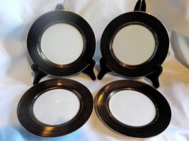 4 Fitz and Floyd Black RONDELLE Bread and Butter Plates 6 1/2&quot; Discontinued 1994 - $24.00