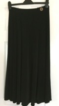 Chico&#39;s 1 = M Black Travelers Slinky Faux Wrap QUINCEY Maxi Skirt Button NEW NWT - £18.79 GBP