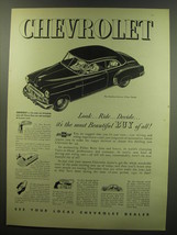 1949 Chevrolet Styleline De Luxe 2-Door Sedan Ad - Look.. ride.. decide.. - $18.49