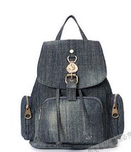 Girls Retro Denim Backpack  Fashion Preppy Trendy Style Denim Cotton Women Backp - £40.19 GBP
