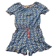 Boden Girls Blue Printed Romper With Elastic Waist &amp; Ruffle Hem Short Sl... - €16,45 EUR