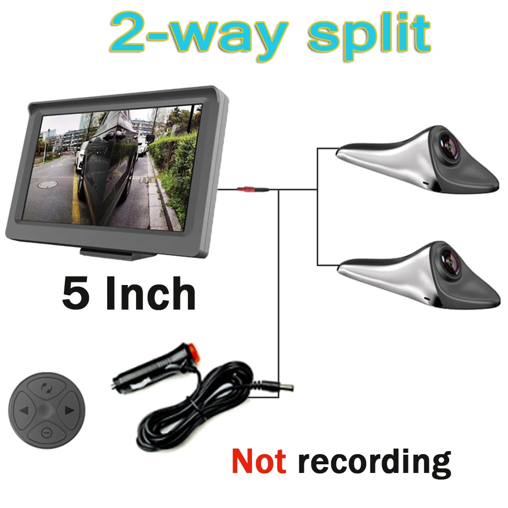2 way split 5 inch Car monitor FR remote With Car Blind Spot HD Auxiliary Backup - £51.59 GBP+