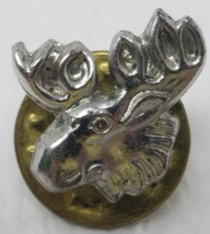 Moose Lodge Head Lapel Pin Palmate Silver Color Vintage - £11.93 GBP