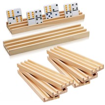 Wooden Domino Racks Set Of 8 Premium Domino Trays Holders Organizer For Mexican  - £37.58 GBP