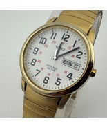 Timex Indiglo Quartz Watch Men 30m Gold Tone Military Dial Stretch New B... - $440.65 MXN