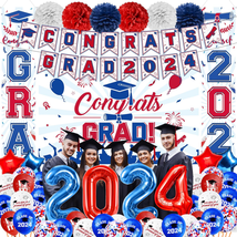 Red Blue White Graduation Party Decorations 2024,Class of 2024 Graduation Party - £25.92 GBP
