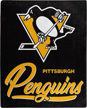 Pittsburgh Penguins 50&quot; by 60&quot; Plush Raschel Signature Throw Blanket - NHL - $36.85