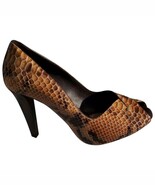 Donald Pliner Brown Python Leather Shoe Pump Peep-Toe Platform NWT $400 - $218.83 CAD