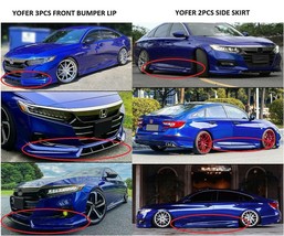 3Pcs Front Bumper Lip Splitters+Side Skirt Yofer Blue For Honda Accord 2... - £259.58 GBP