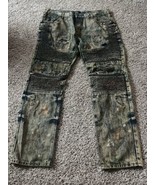Diamond Stash Mens Size 38X29 Paint Splatter Moto Straight Jeans Streetwear - $35.77 CAD