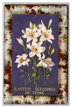 Floral Easter Blessings Faux Birch Frame Embossed DB Postcard H29 - $4.49