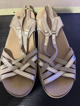 Hotter Comfort Concept Flare Leather Open Toe Goldtone Sandals Sz 7 Made... - £22.67 GBP