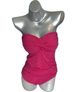 Anne Cole Womens One Piece Swimsuit Size 12 Fuchsia Pink Strapless Shirr... - $846.75 MXN