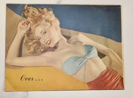 Vintage Pin Up Poster 4 Scenes Folds out to 22 x 33 Color 1940s RARE Print Art - £62.06 GBP