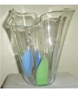 Murano Hankercheif Handblown MURANO Vase With Bright Colors &amp; Ventian St... - $3,366.31 MXN