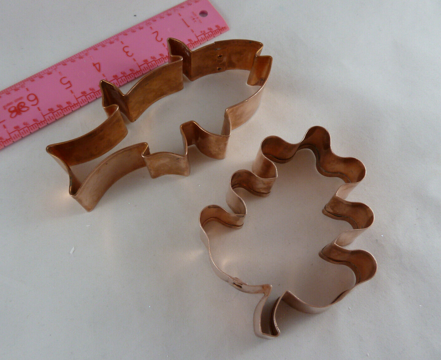 Primary image for Large Copper Cookie Cutters Fish & Leaf Heavy