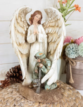 Inspirational Memorial Kneeling Soldier With Guardian Angel Praying Figu... - £38.03 GBP