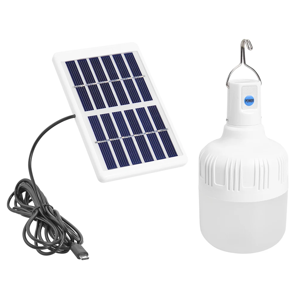 Portable 80W LED Solar Light 3 Modes Adjustable Emergency Lamp Bulb Solar Power  - £79.40 GBP