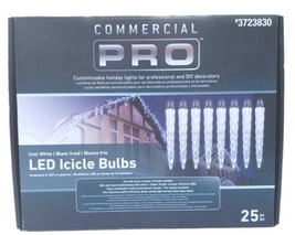 GEMMY Commercial Pro 25 Ct Icicle White LED Christmas String Light Bulbs... - £24.92 GBP
