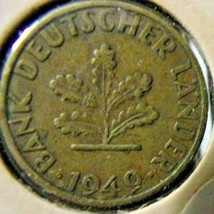 1949-F Germany-5 Pfennig-Very Fine detail - $1.98