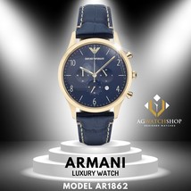 Emporio Armani Men’s Quartz Leather Strap Blue Dial 43mm Watch AR1862 - $130.91