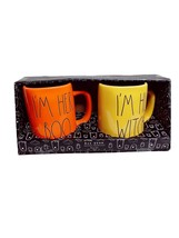 Rae Dunn I’m Her BOO I’m His WITCH Orange &amp; Yellow Mug Set Halloween - £17.25 GBP