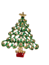 VGT Christmas Tree ~ Holiday Brooch - 1.75&quot; x 2.25&quot; Enameled Gold-Tone -... - $15.00