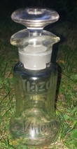 An item in the Pottery & Glass category: Mazola Vinegar Bottle Glass Etched Double Spout Salad Dressing