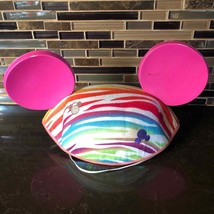 Disney Park Minnie Mouse Bright Rainbow Colors Princess Ears Hat Pink Crown - £13.43 GBP