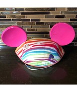 DISNEY PARK MINNIE MOUSE bright rainbow colors PRINCESS EARS HAT PINK CROWN - $27.08 CAD