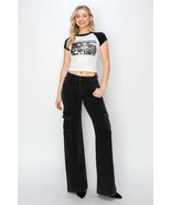 Black High Rise Wide Leg Cargo Jeans Sz. 24-3XL - $66.00
