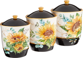 Sunflower Fields 3 Piece Canister Set, 52 Oz, 74 Oz, 96 - $138.59