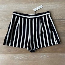 Alice + Olivia Conry Pleated-cuff Shorts Moondust Stripe Black sz 8 NWT - £69.39 GBP