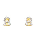 14K Two Tone Gold Jesus Face Post Earrings - £128.78 GBP
