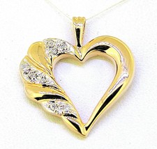 1/10 Ct Diamond Heart Pendant Real Solid 14 K Gold 3.6 G - £232.36 GBP