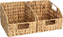 Water Hyacinth Wicker Baskets With Built-In Handles, 2-Pack, Storageworks, - £38.34 GBP