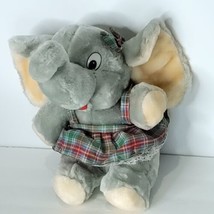 Elephant 11&quot; New Orleans Green Red Blue Plaid Dress Plush Appeal Stuffed... - £18.09 GBP