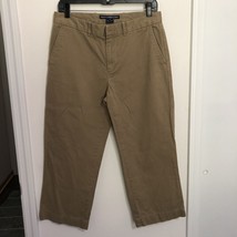 Ralph Lauren Sport Womens Size 8 Cotton Tan Cropped Capris Pants Pockets - $16.48
