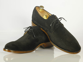 Handmade Men&#39;s Black Suede Lace Up Dress Derby Shoes, Men Designer Fashion Shoes - $144.99