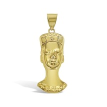 10k Yellow Gold Egyptian Queen Nefertiti Pendant 2&quot; - £278.38 GBP