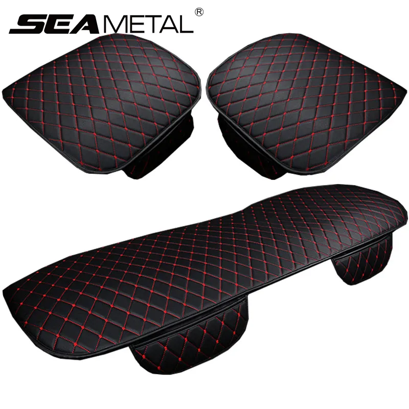 Leather Car Seat Cover Set Universal Automobiles Seat Covers Cushion Four - £10.97 GBP+