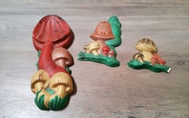 Vintage Arnels Ceramic Hand Painted Mushroom Spoon Rest Wall Hanging 3pc - £22.09 GBP