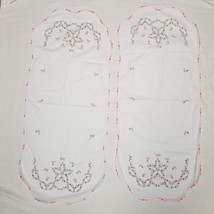 2 Dresser Scarf VTG 36&quot; Floral Crochet Lace Set Table Runners Painted Em... - £7.84 GBP