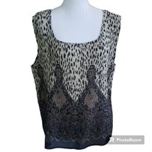 Sassy Doll Creations Women&#39;s Animal Print Pleated Blouse Size 3X Sleeveless - £31.94 GBP