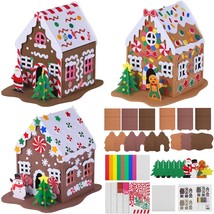 3 Sets Of Gingerbread House Diy Craft Kit 3D Christmas Foam Stickers Decorations - £28.46 GBP